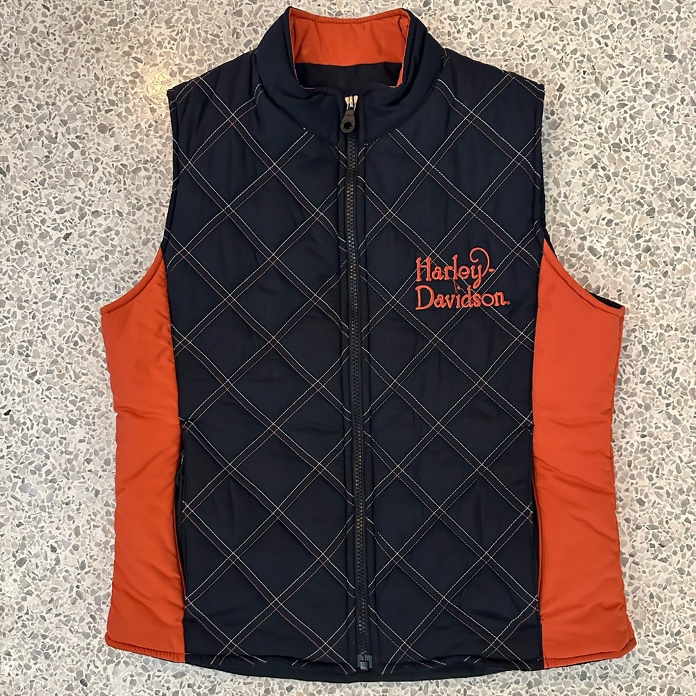 Women’s Harley‑Davidson Women’s Vest – Black with Orange Accents • Moto Chic!